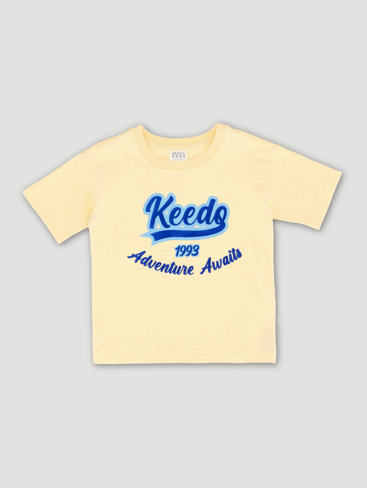 Keedo Boys Flock Logo Tee - Yellow