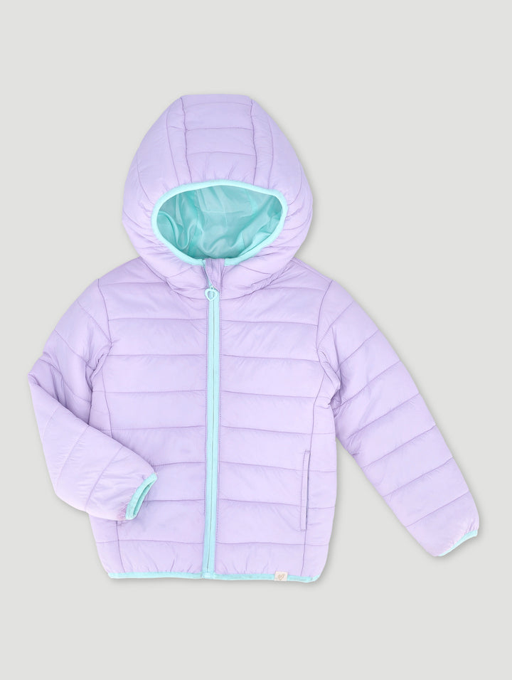 Pre-Girls Basic Hooded Puffer Jacket - Lilac