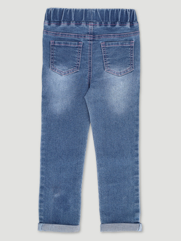 Pre-Girls Unicorn Applique Denim - Mid Blue