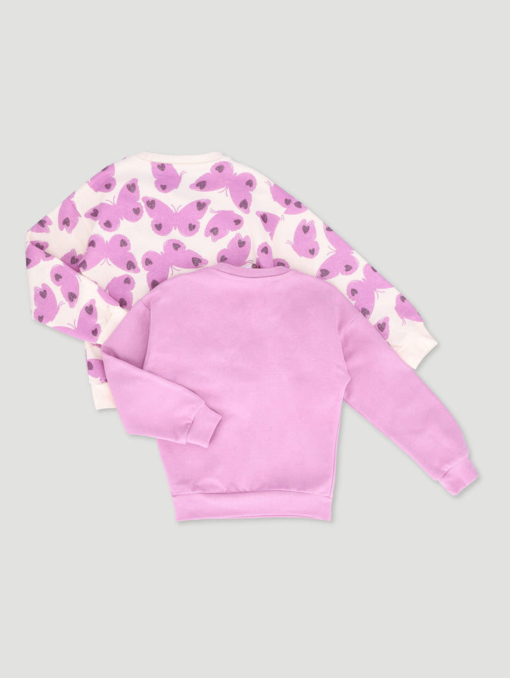 Baby Girls 2 Pack Butterfly Fleece Top - Light Pink