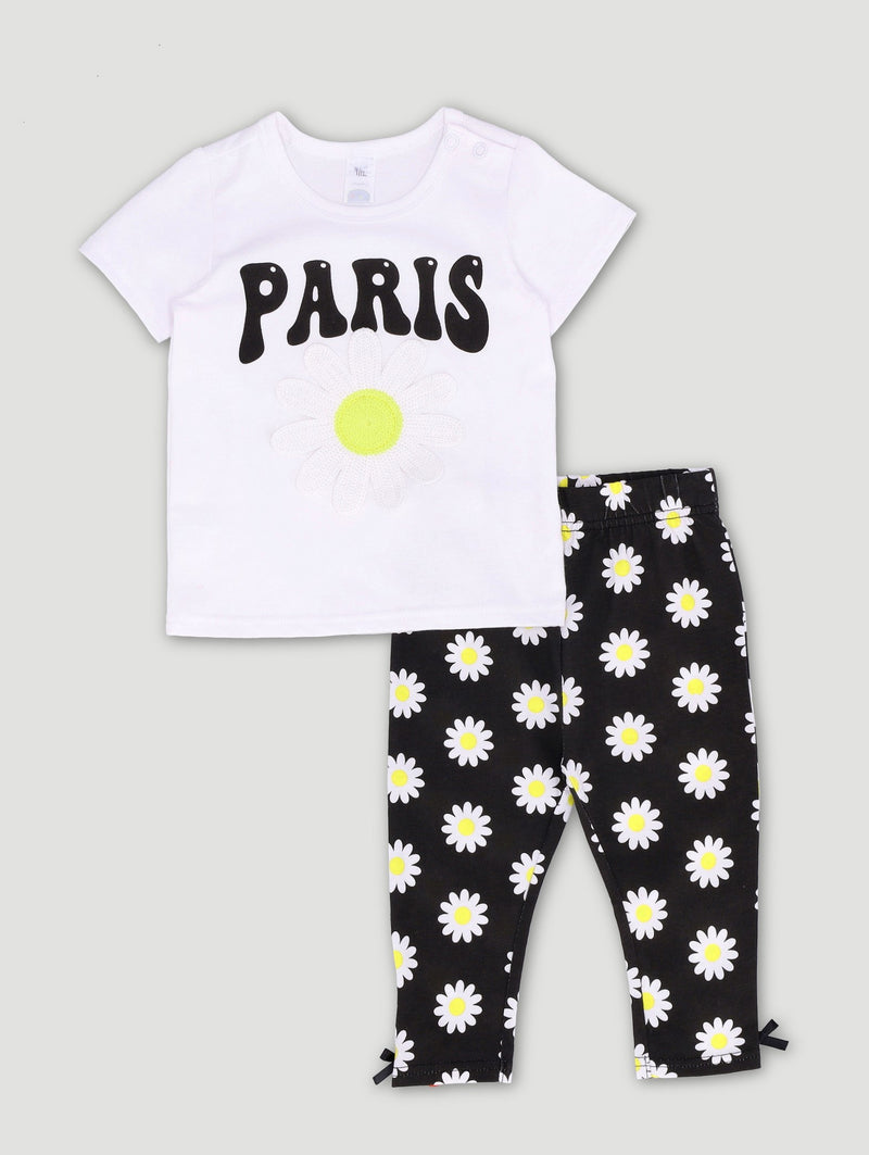 Baby Girls Paris Top And Legging Set - Black/White