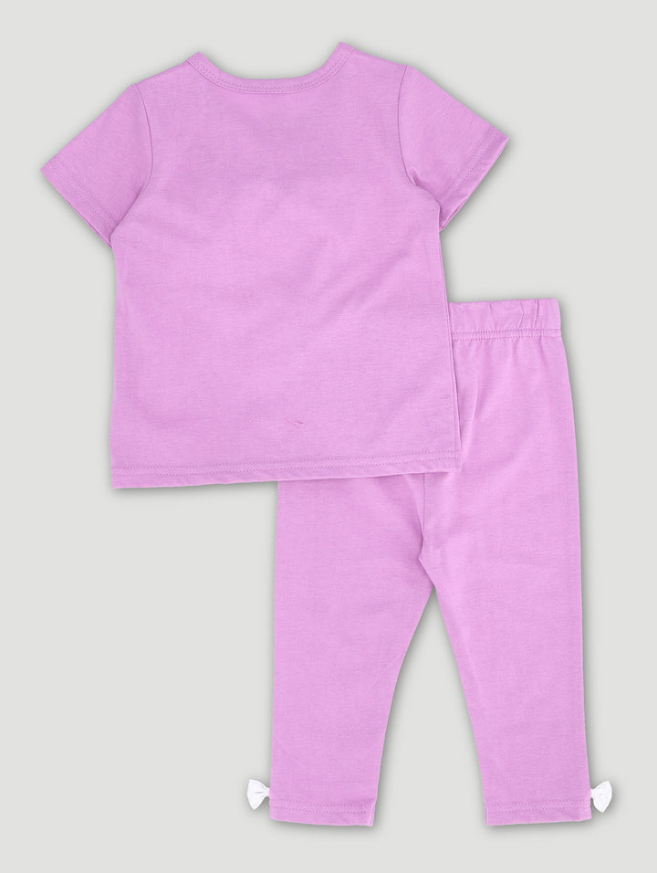 Baby Girls Bow Top And Legging Set - Lilac