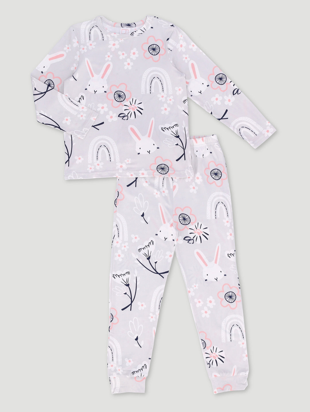 Pre-Girls Long Sleeve Bunnies Print Set - Pink