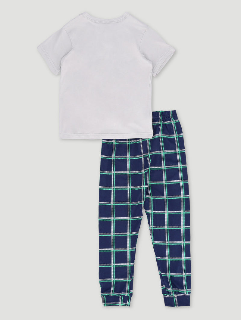 Pre-Boys Check Top & Bottom Sleep Set - Grey