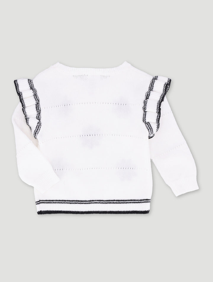 Baby Girls Frill Pullover Knitwear - Cream