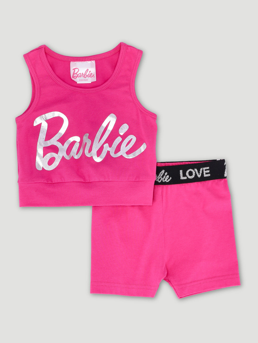 Pre-Girls Barbie Crop Top & Cycle Short Set - Pink