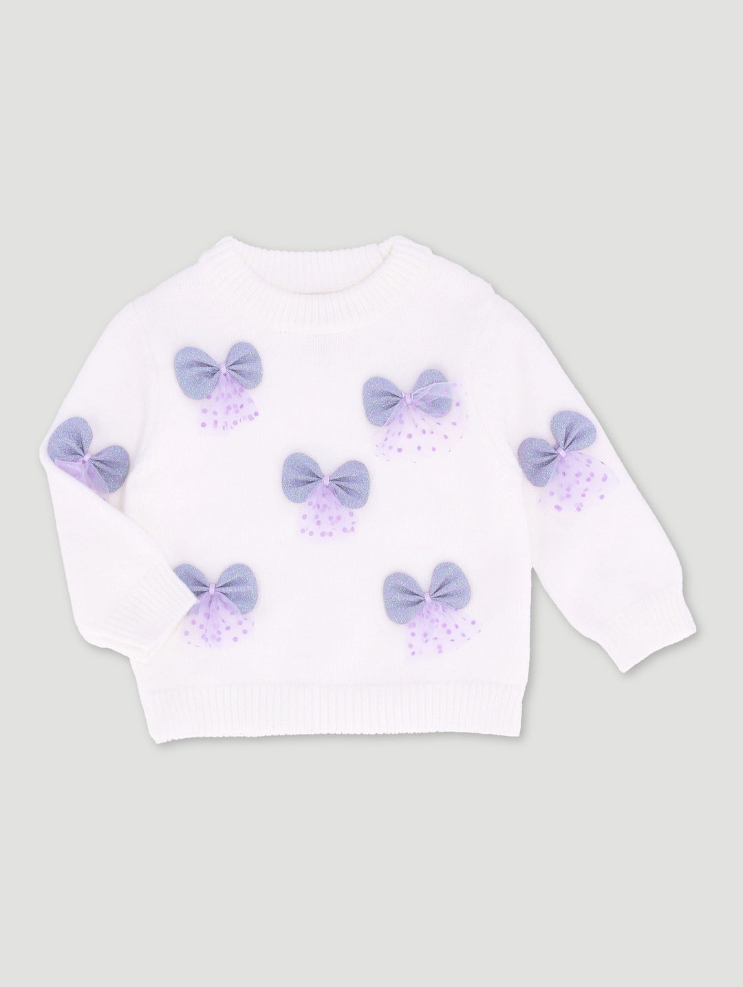 Baby Girls Bow Knit Pullover - Cream
