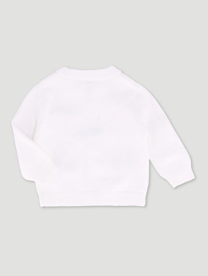 Baby Girls Bow Knit Pullover - Cream
