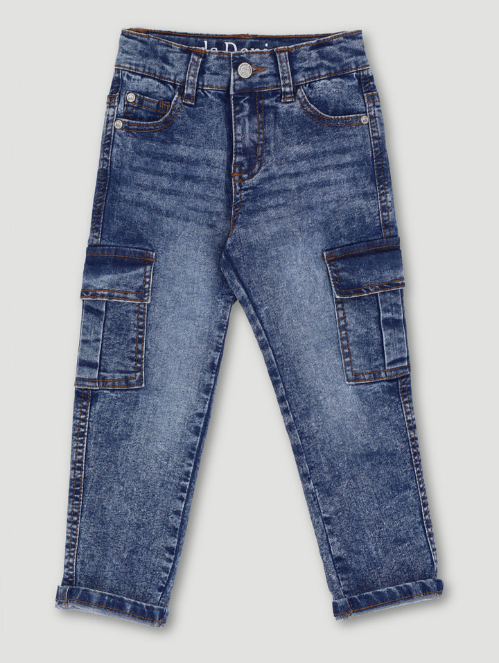 Pre-Boys Cargo Denim - Molten Blue