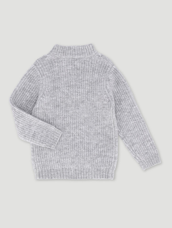 Pre-Boys Cable Knit Quarter Zip Pullover - Light Grey Melange