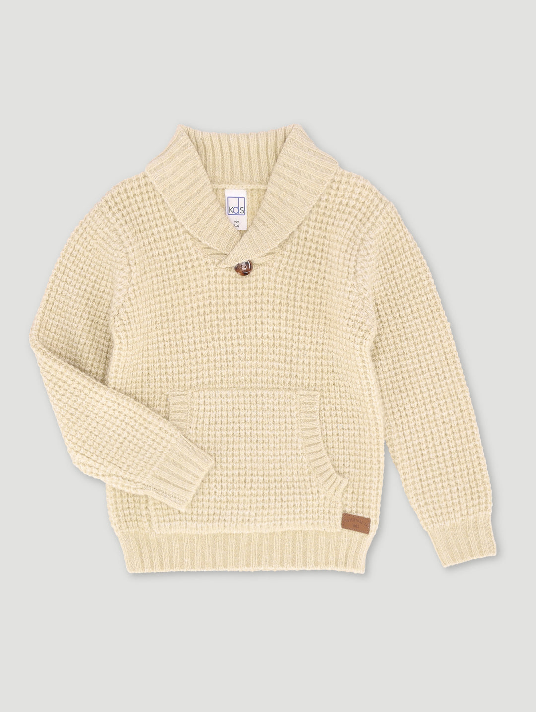 Pre-Boys Kanga Pocket Shawl Sweater - Stone