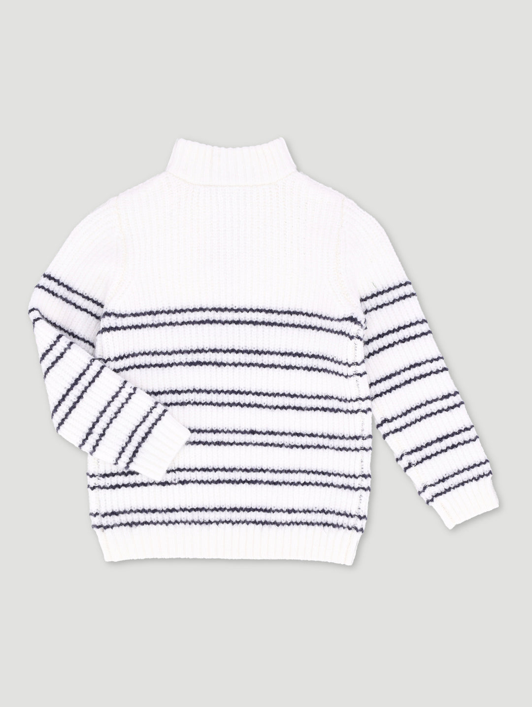 Pre-Boys Quarter Zip Stripe Knitwear - White/Navy