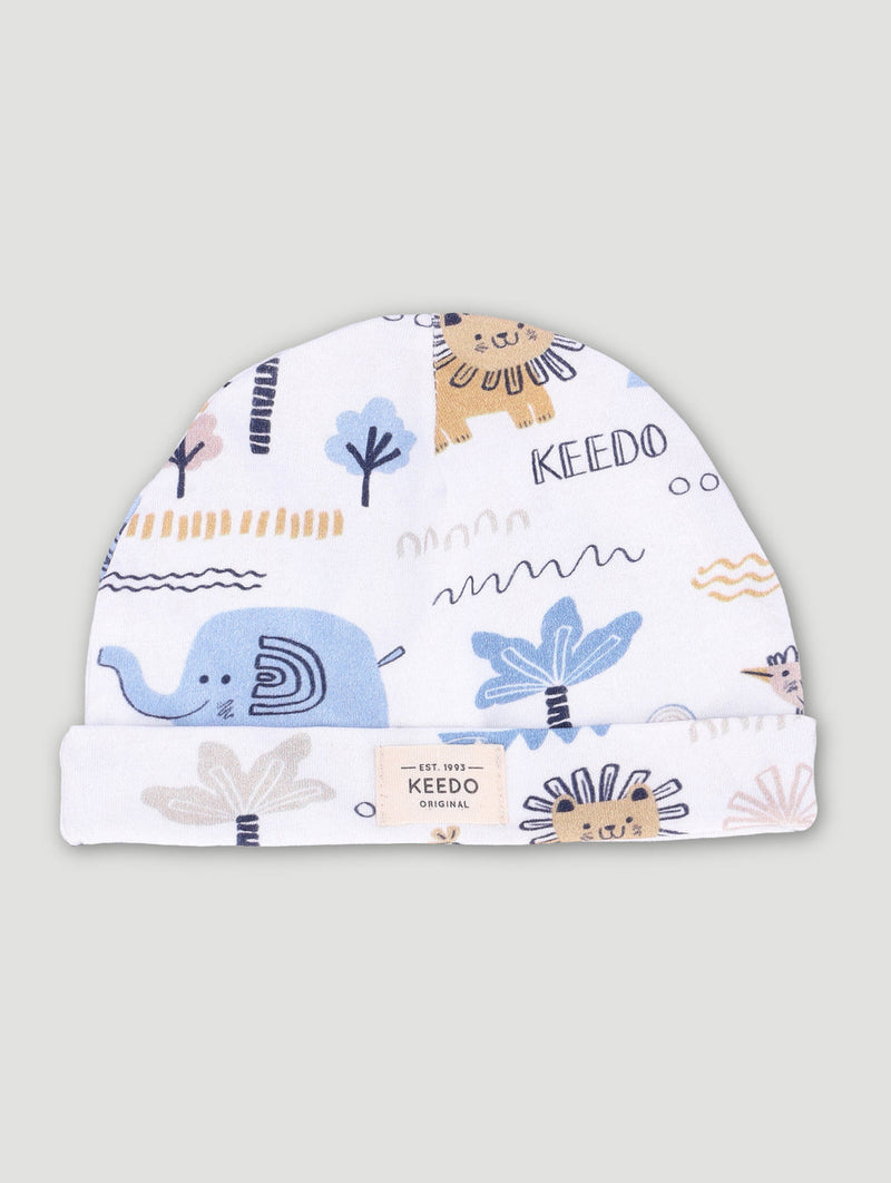 Keedo Baby Boys Blue Ellie Beanie - White
