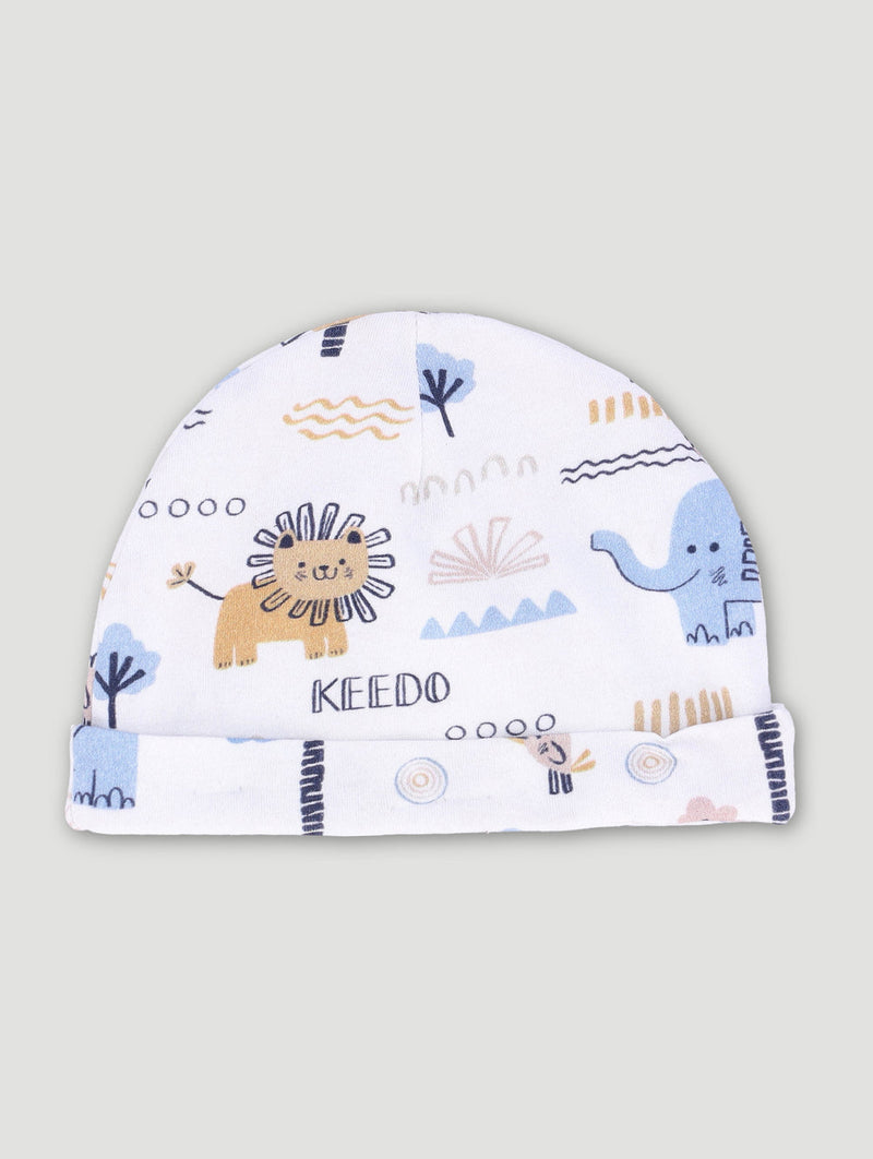 Keedo Baby Boys Blue Ellie Beanie - White