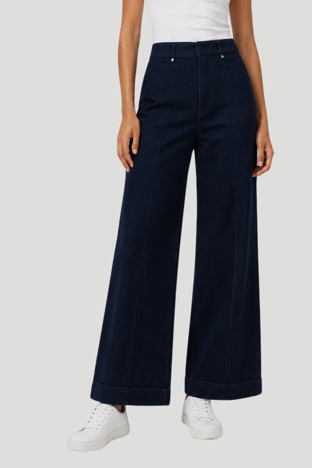 No Pocket Tailored Hirise Wide Leg Denim - Raw Wash