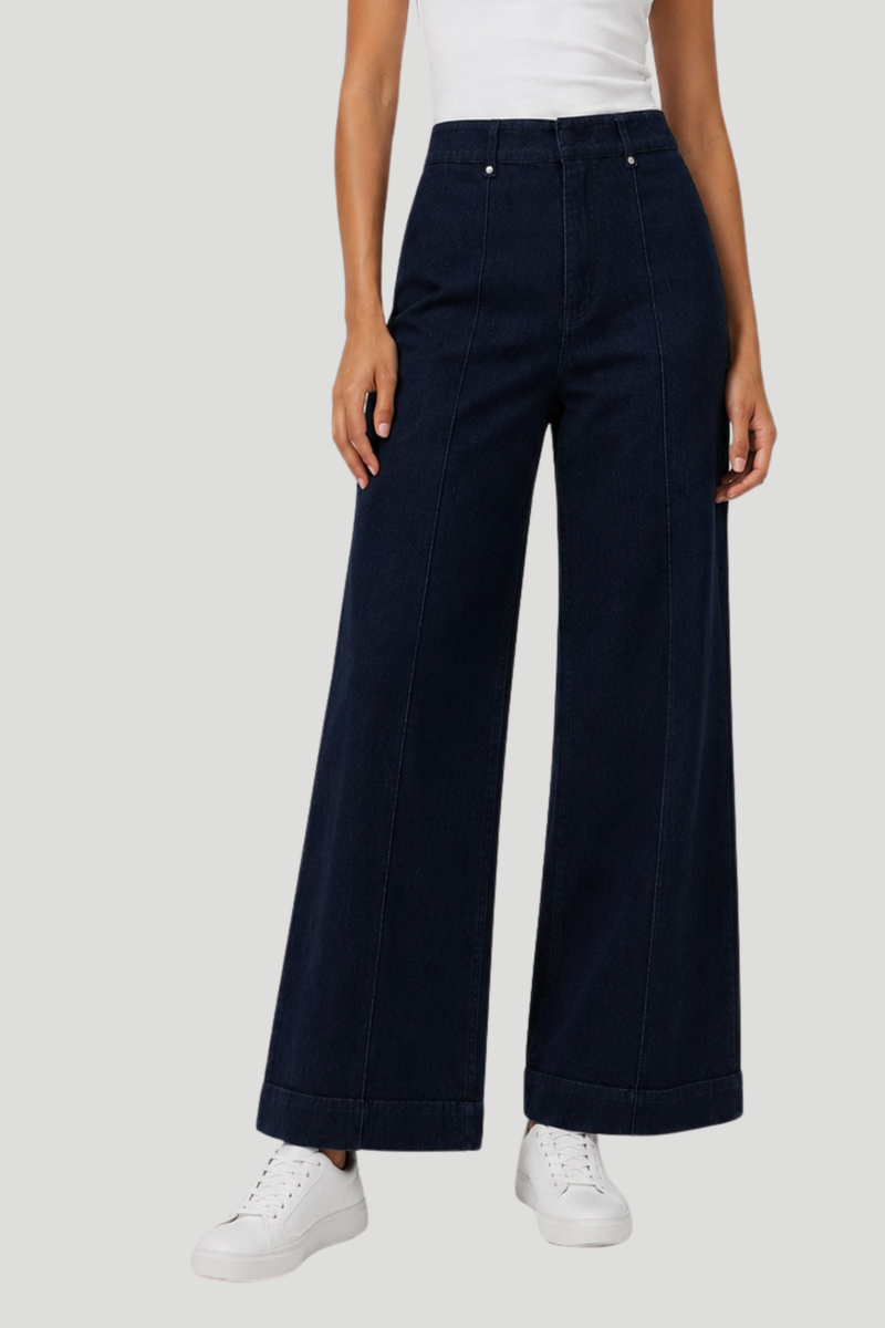 No Pocket Tailored Hirise Wide Leg Denim - Raw Wash