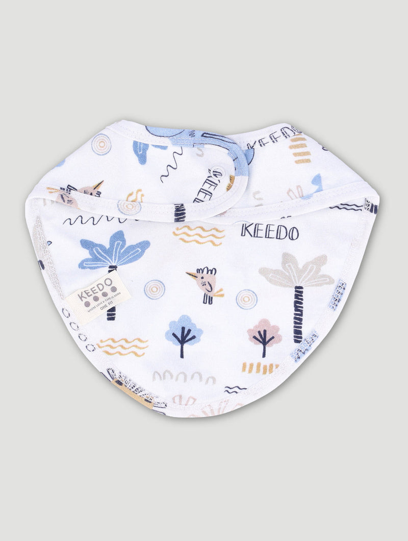 Keedo Baby Boys Blue Ellie Single Bib - White