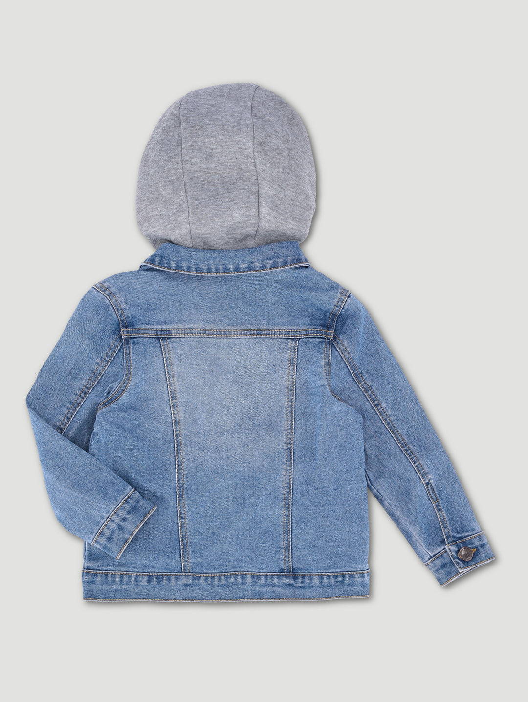 Pre-Boys Denim Bomber Jacket With Fleece Hood - Blue