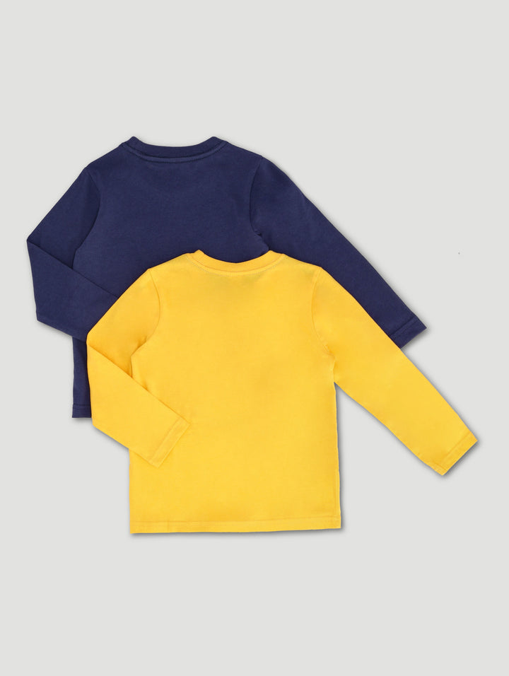 Pre-Boys 2 Pack Sports Tee - Mustard/Navy