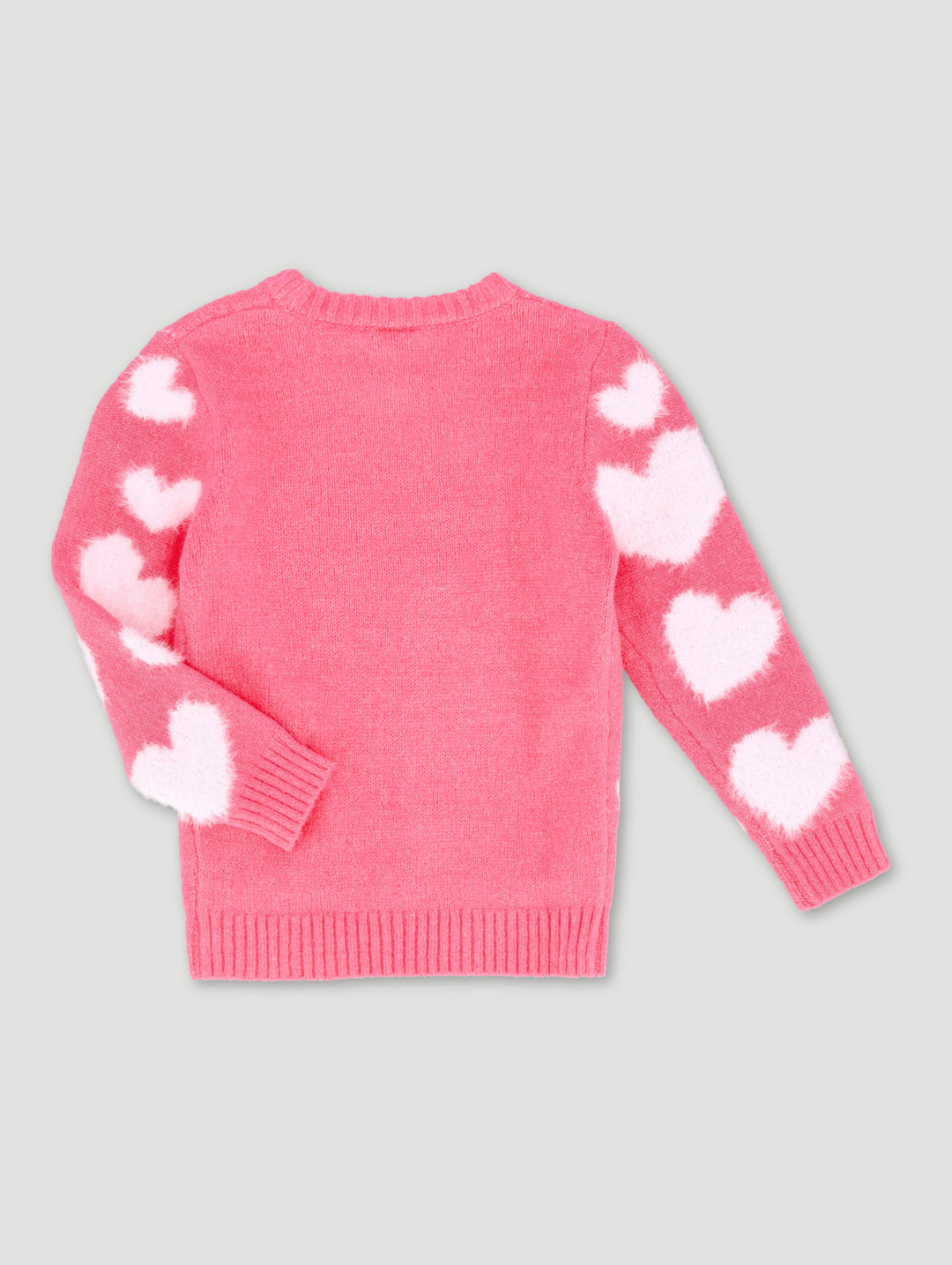 Pre-Girls Heart Print Pullover - Mid Pink