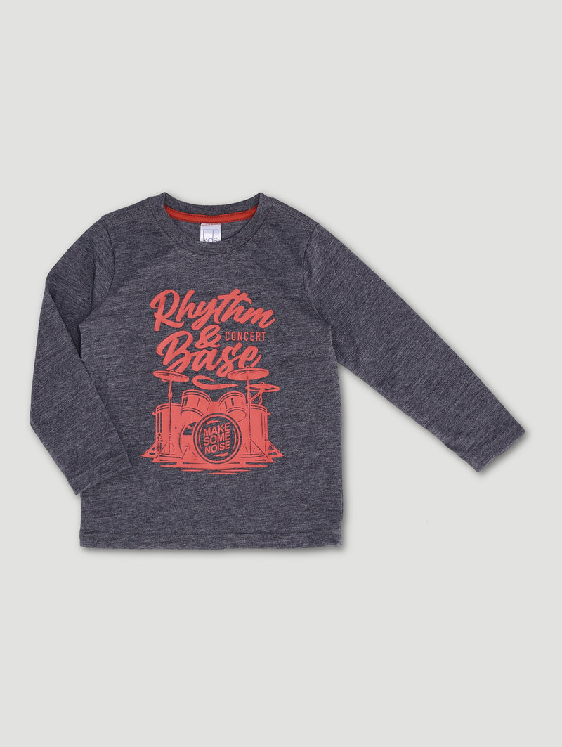 Pre-Boys 2 Pack Long Sleeve Music Tee - Red Ochre/Charcoal