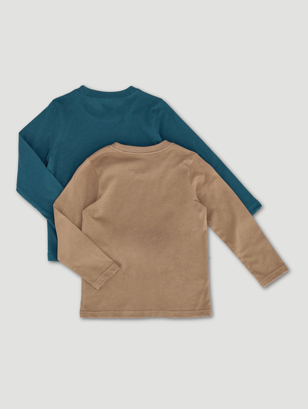 Pre-Boys 2 Pack Long Sleeve Motorbike Tees - Tan/Teal
