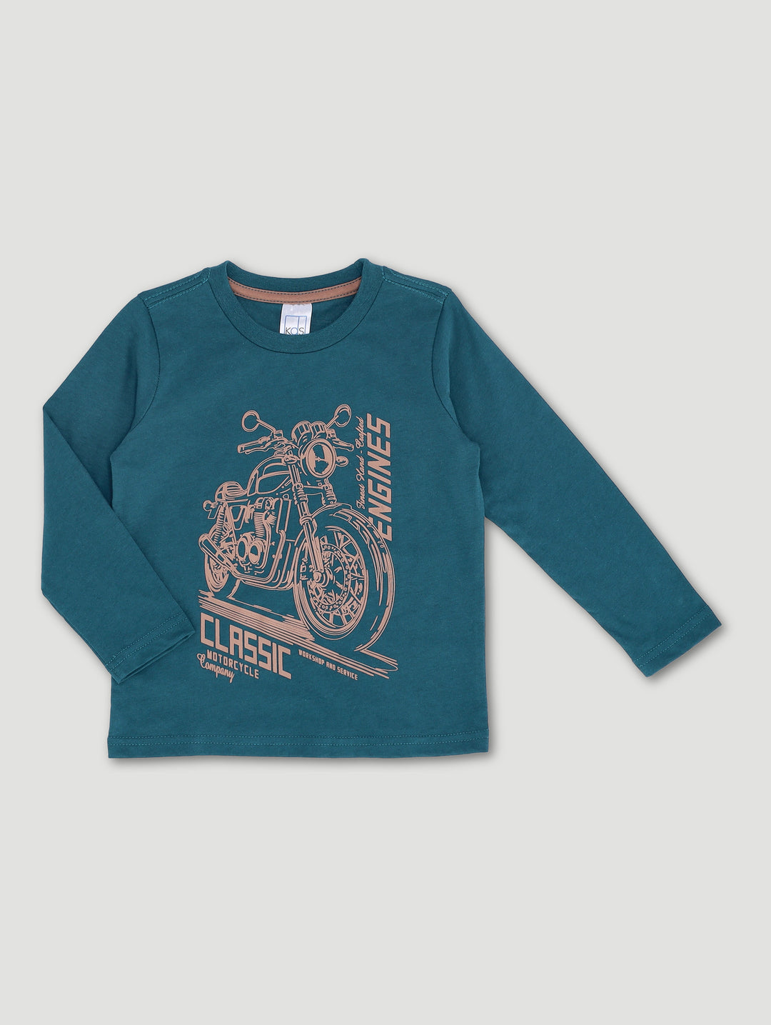 Pre-Boys 2 Pack Long Sleeve Motorbike Tees - Tan/Teal