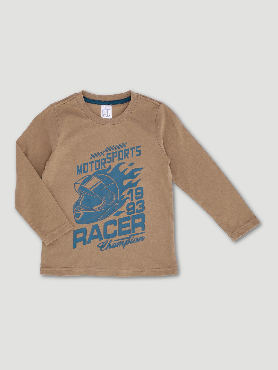 Pre-Boys 2 Pack Long Sleeve Motorbike Tees - Tan/Teal