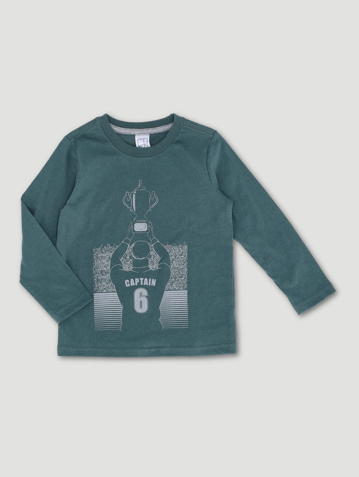 Pre-Boys 2 Pack Long Sleeve Rugby Tee - Teal/Grey Melange
