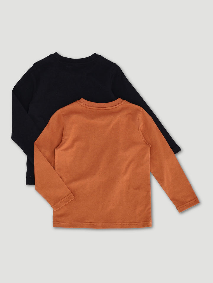 Pre-Boys 2 Pack Long Sleeve BMX Skate Tee - Rust/Black