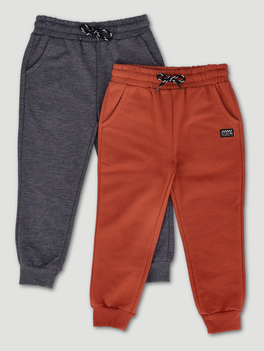 Pre-Boys 2 Pack Fleece Jogger - Red Ochre/Charcoal