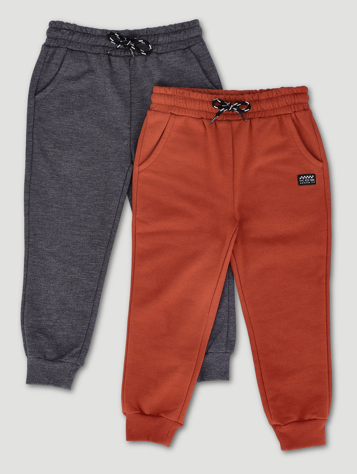 Pre-Boys 2 Pack Fleece Jogger - Red Ochre/Charcoal