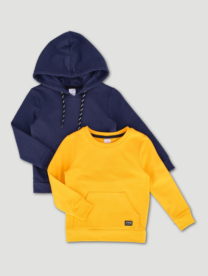 Pre-Boys 2 Pack Fleece Tops - Mustard/Navy