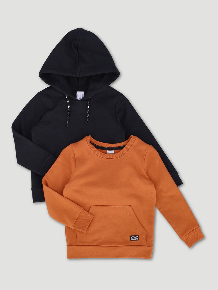 Pre-Boys 2 Pack Fleece Top - Rust/Black