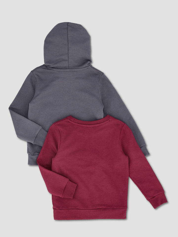 Pre-Boys 2 Pack Fleece Top - Maroon/Slate Grey