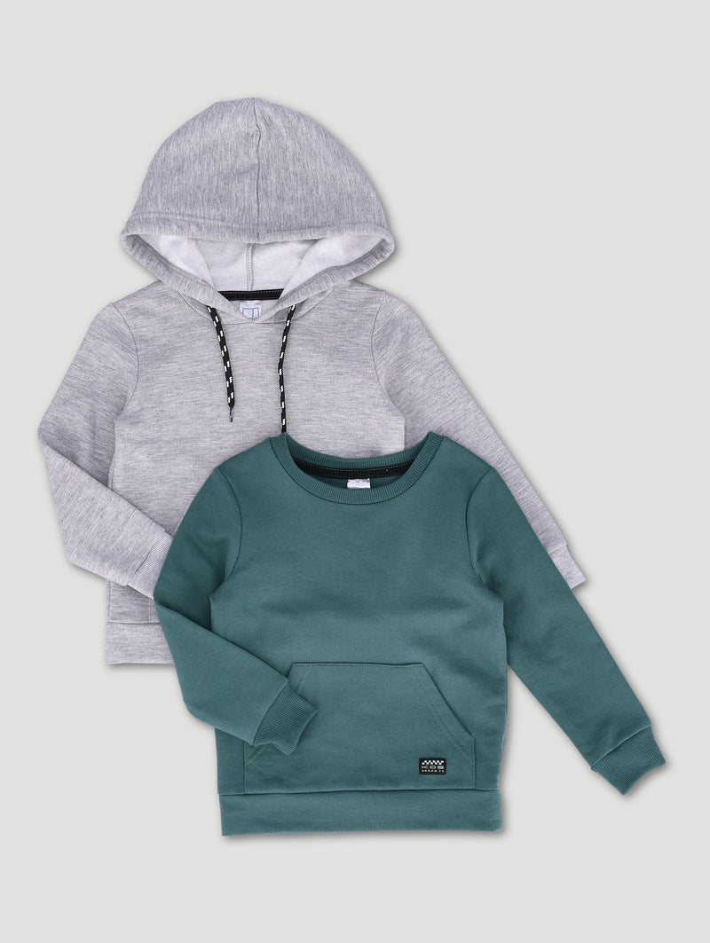 Pre-Boys 2 Pack Fleece Top - Teal/Grey