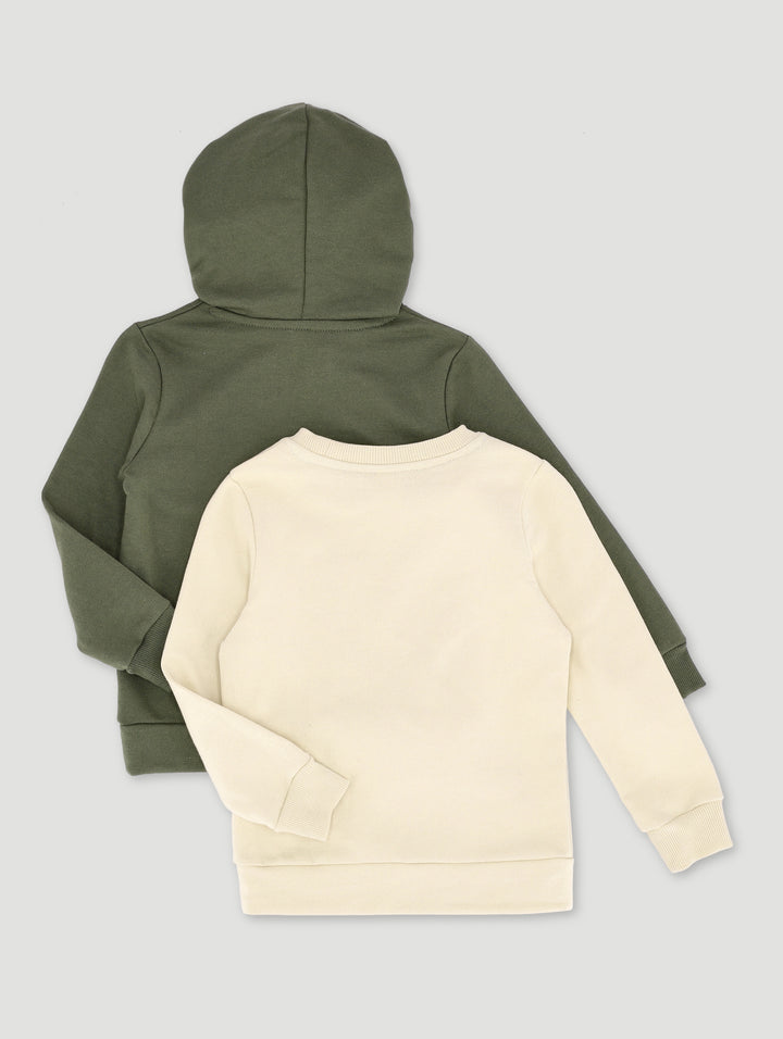 Pre-Boys 2 Pack Fleece Top - Olive/Stone