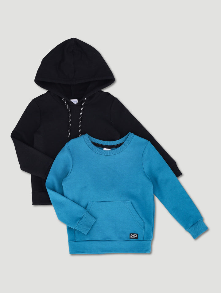 Pre-Boys 2 Pack Fleece Top - Teal/Black