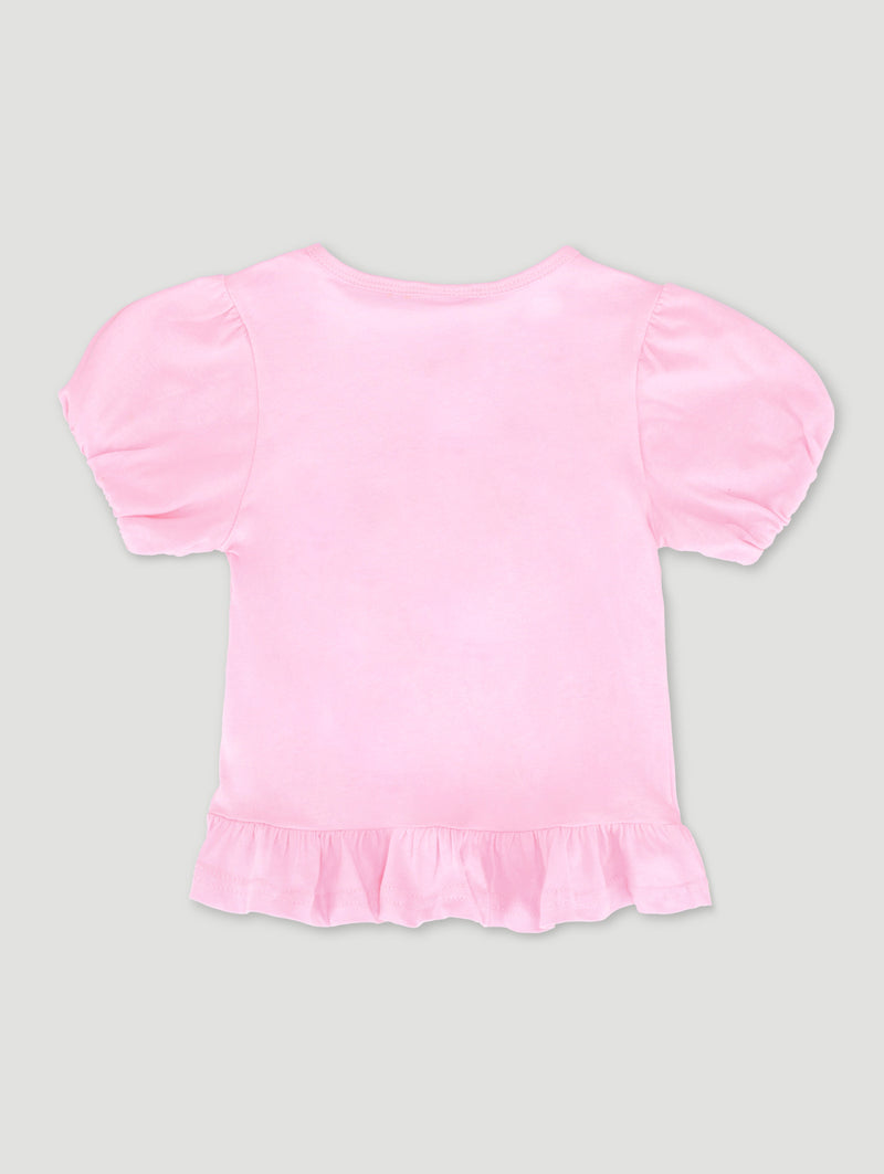Pre-Girls Strawberry Applique Top - Pink