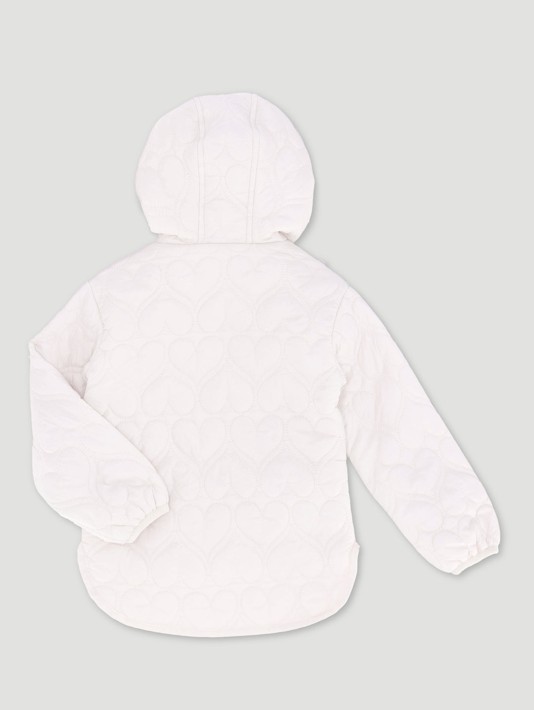 Pre-Girls Hooded Heart Quilted Puffer - Cream