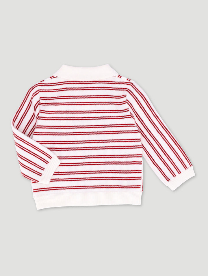 Baby Boys Stripe Golfer Knitwear Pullover - Red