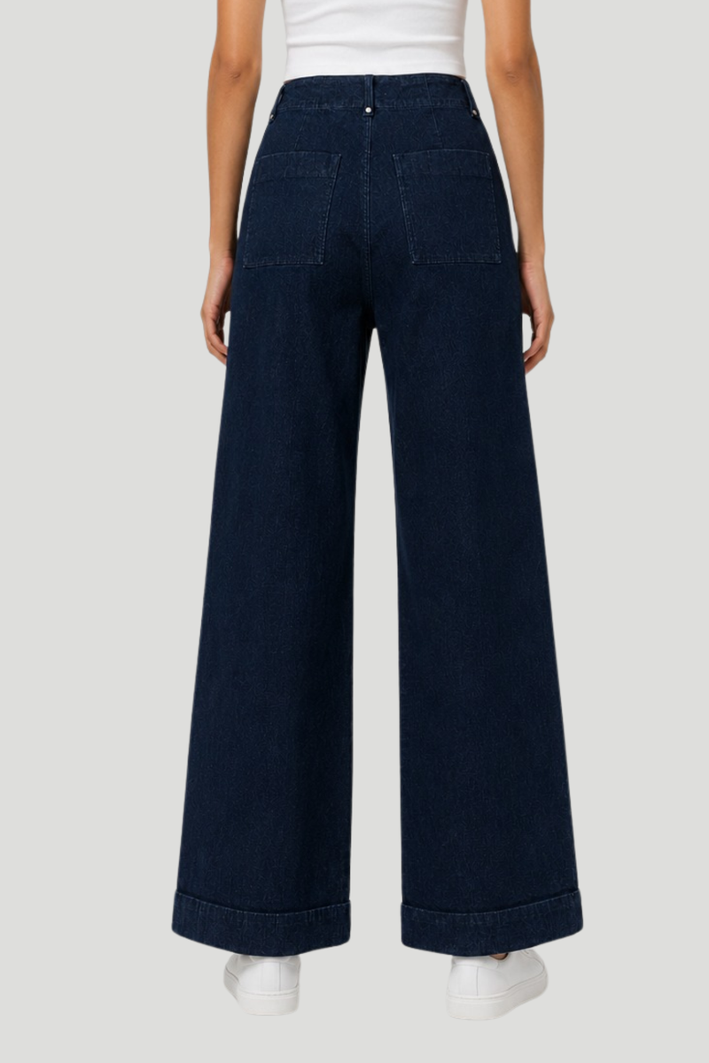 No Pocket Tailored Hirise Wide Leg Denim - Raw Wash