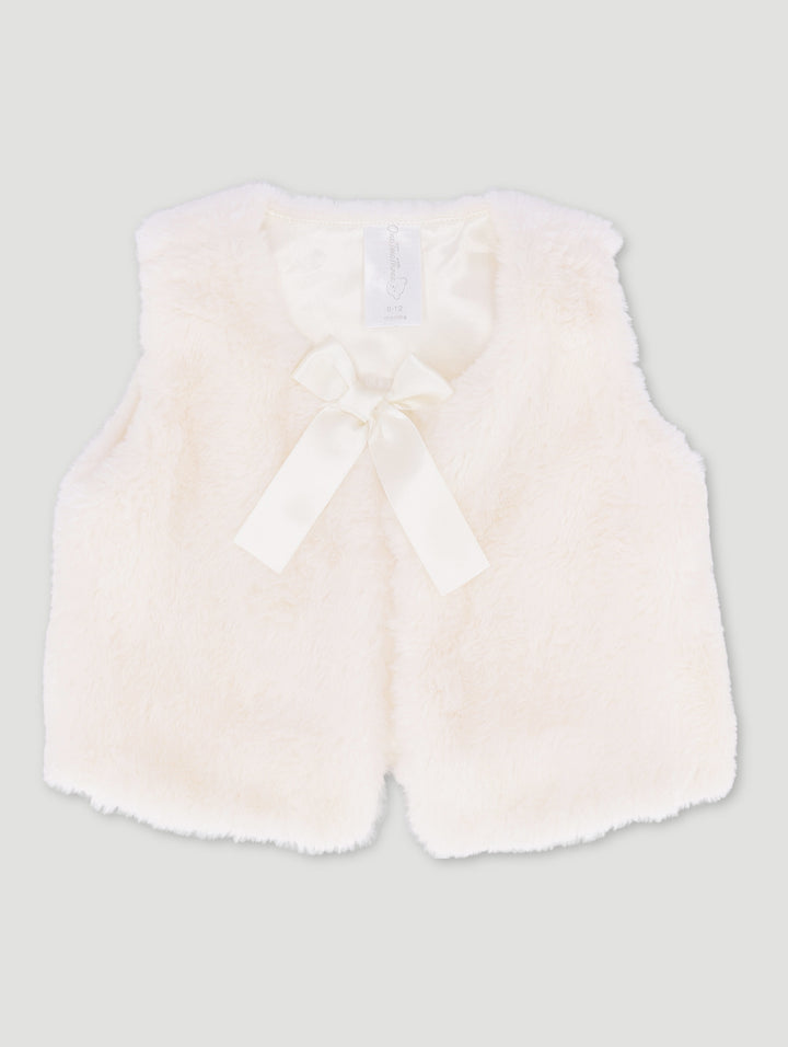 Baby Girls Fur Gillet - Cream