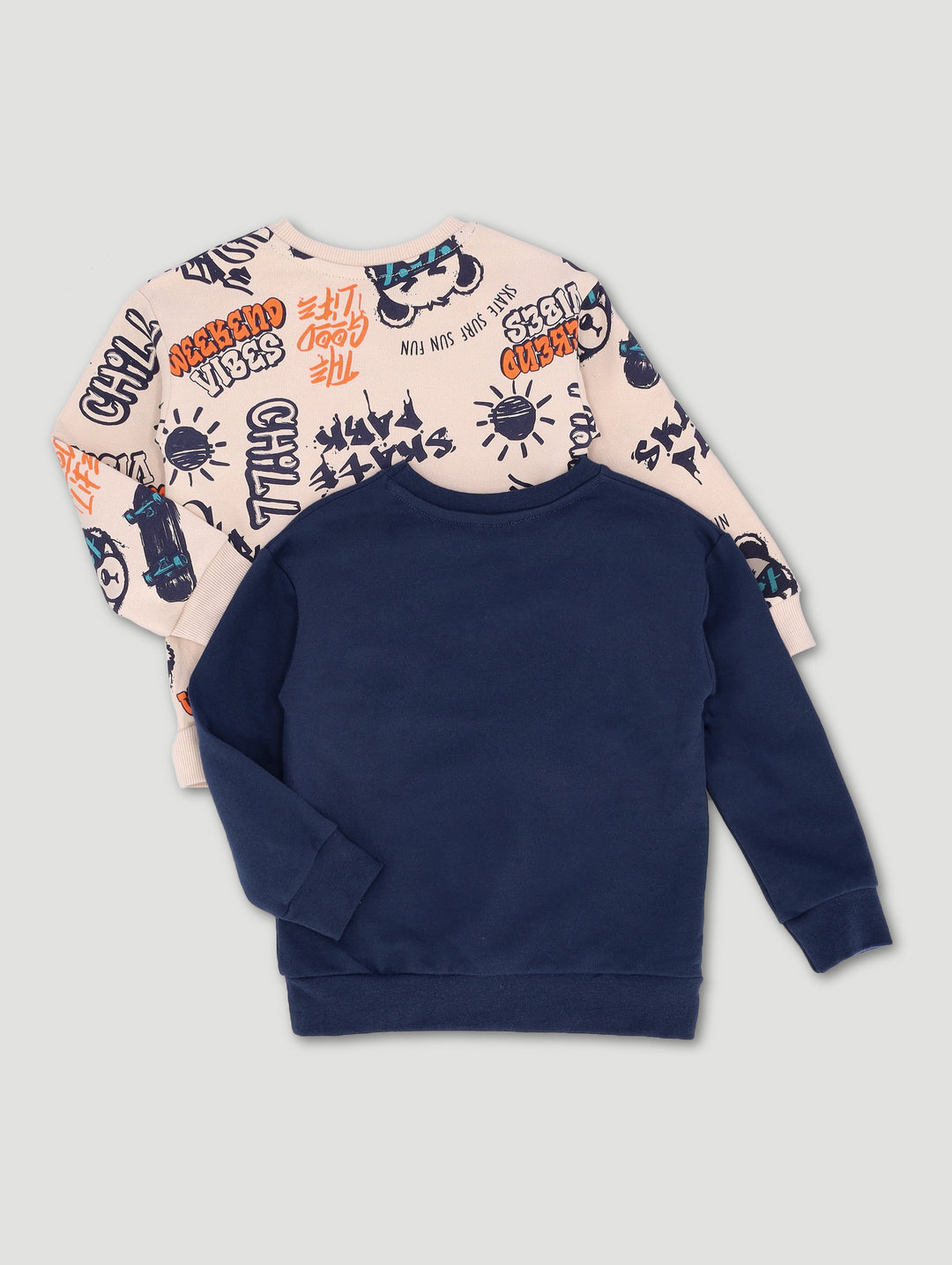 Pre-Boys 2 Pack Graffiti Skate Fleece Top - Navy/Grey