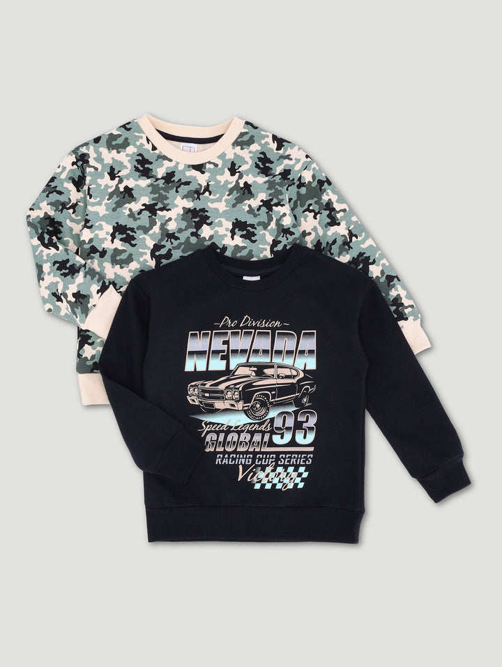 Pre-Boys 2 Pack Car Fleece Top - Camo/Black