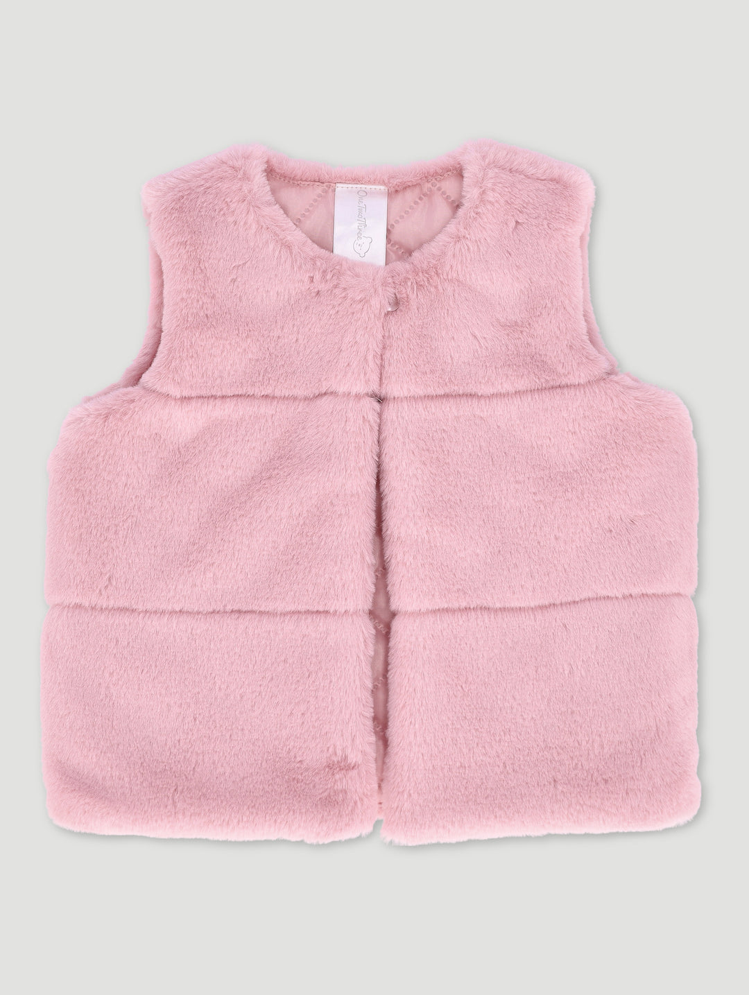 Pink Baby Girl Fur Gilet AW24 Little A HATTIE Baby Pink Faux Fur Gilet
