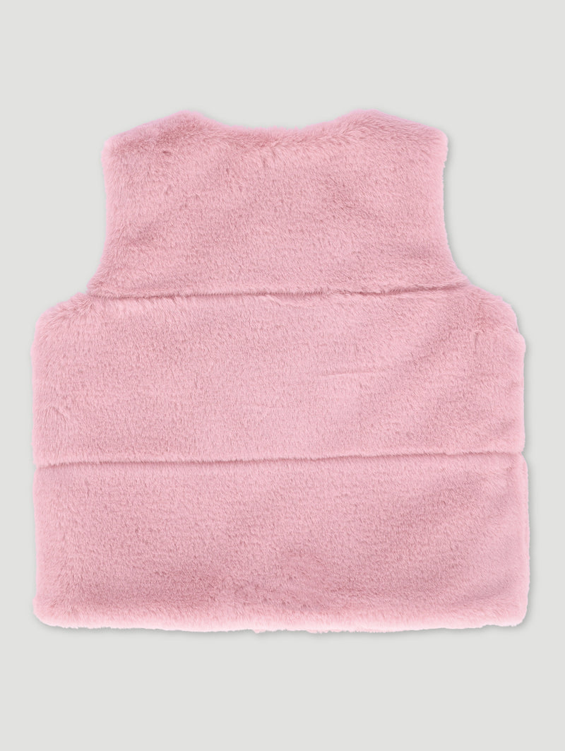 Baby Girls  Faux Fur Embossed Gillet - Dusty Pink