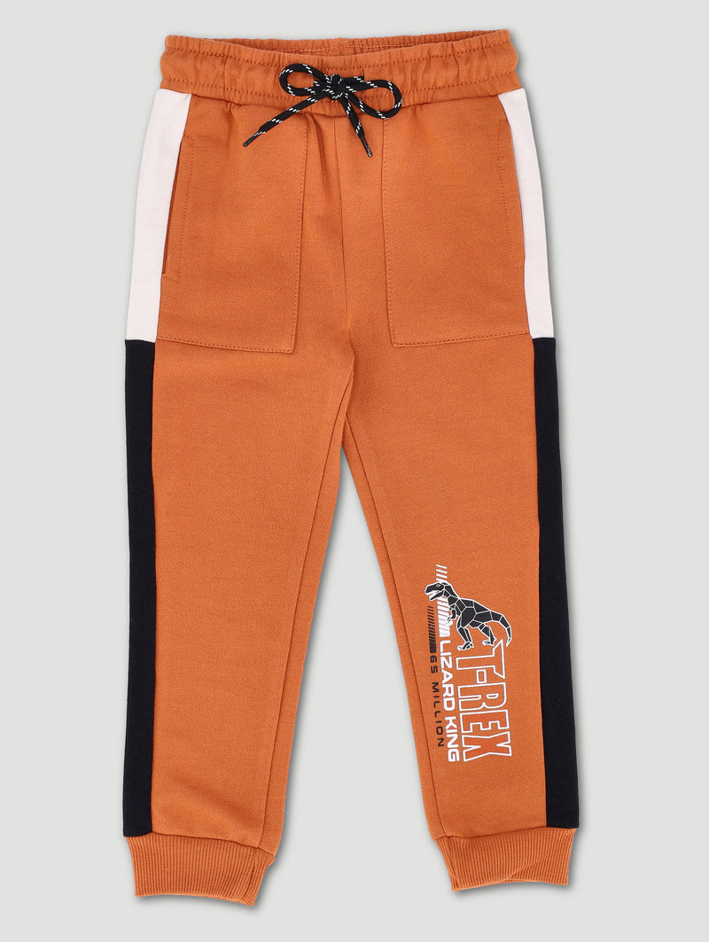 Pre-Boys Dino Colourblock Jogger - Rust