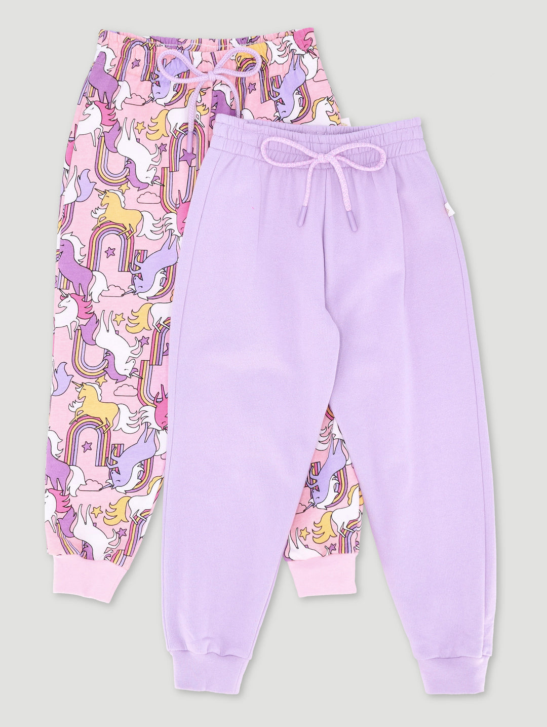 Pre-Girls 2 Pack Print & Plain Unicorn Jogger - Pink