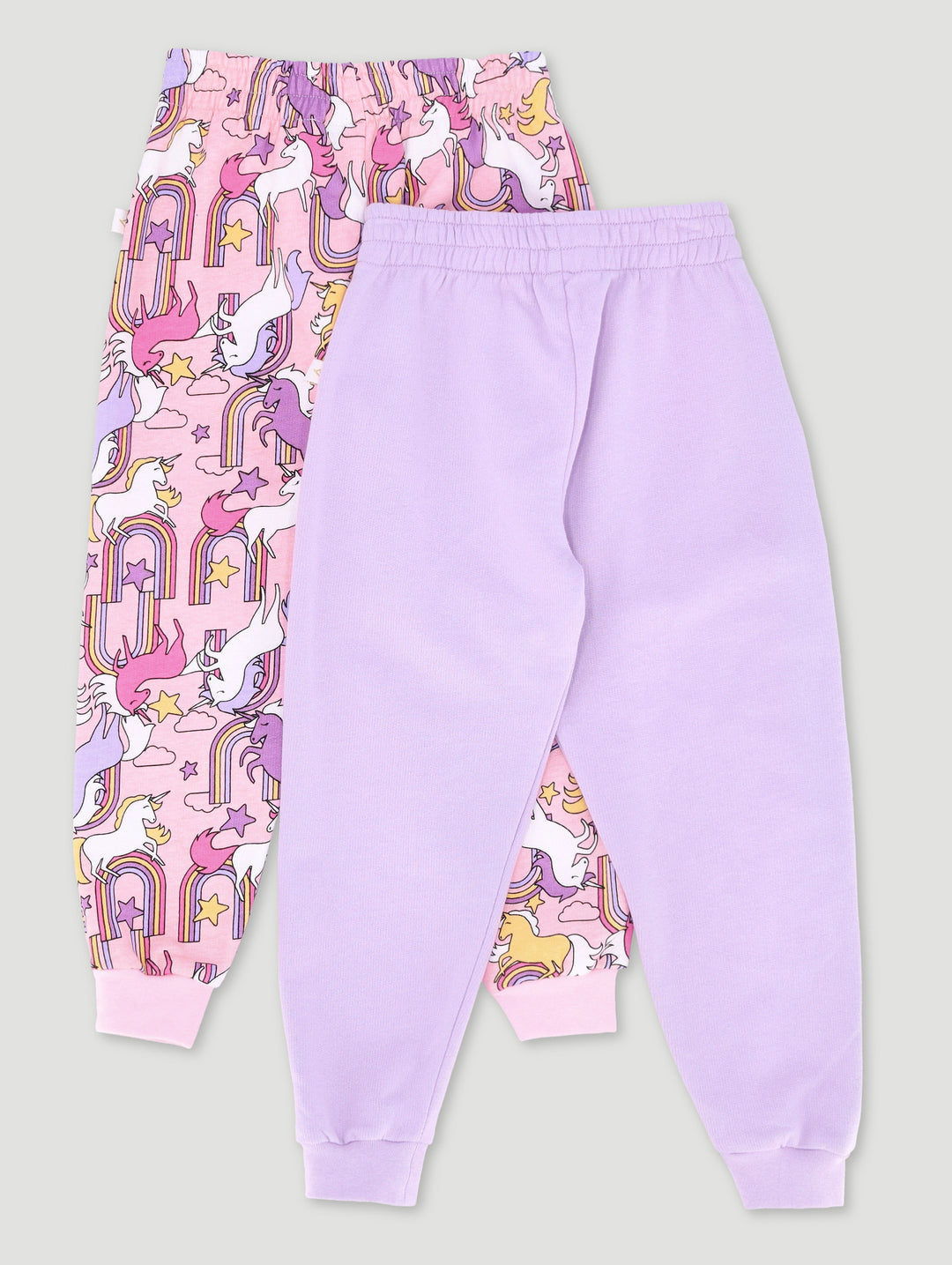 Pre-Girls 2 Pack Print & Plain Unicorn Jogger - Pink